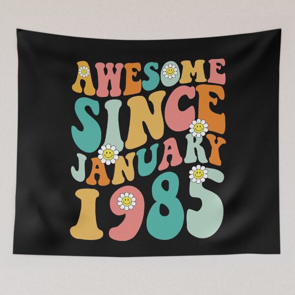 Item preview, Awesome Since January 1985 | Made In 1985 | Retro Groovy Birthday designed and sold by Christina-grich.