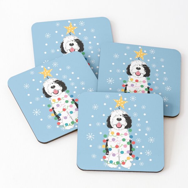 Item preview, Black White Sheepadoodle Christmas Tree 6 designed and sold by Lulupainting.