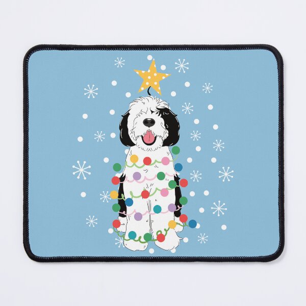 Item preview, Black White Sheepadoodle Christmas Tree 6 designed and sold by Lulupainting.