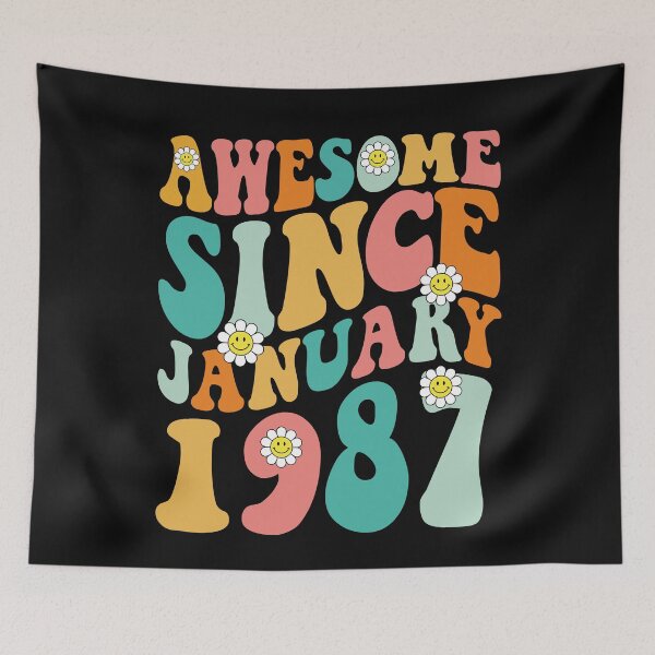 Item preview, Awesome Since January 1987 | Made In 1987 | Retro Groovy Birthday designed and sold by Christina-grich.