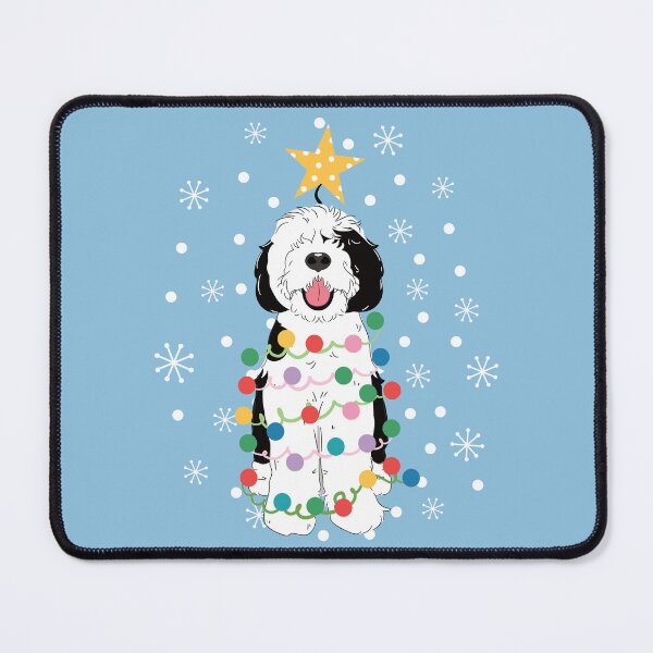 Item preview, Black White Sheepadoodle Christmas Tree 7 designed and sold by Lulupainting.