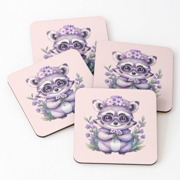 Item preview, Purple raccoon and flowers designed and sold by Nolan6.