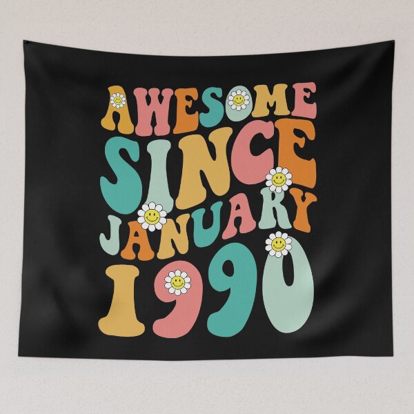 Item preview, Awesome Since January 1990 | Made In 1990 | Retro Groovy Birthday designed and sold by Christina-grich.