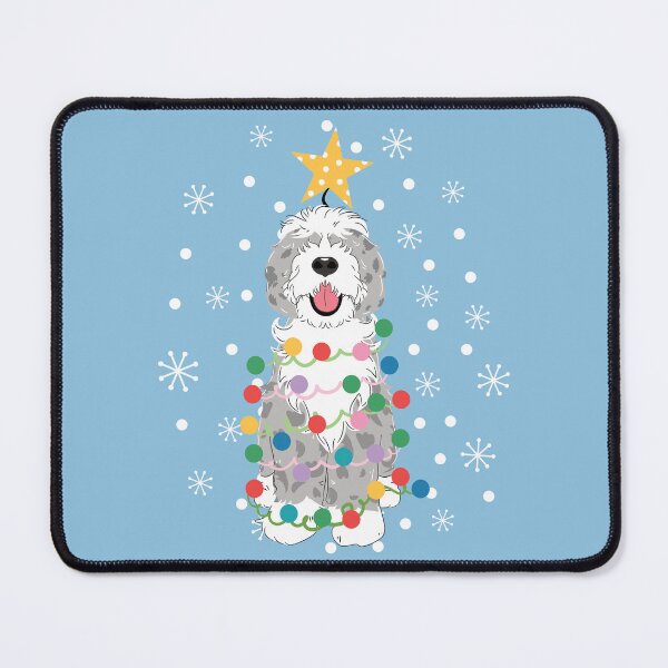 Item preview, Blue Merle Sheepadoodle Christmas Tree 1 designed and sold by Lulupainting.