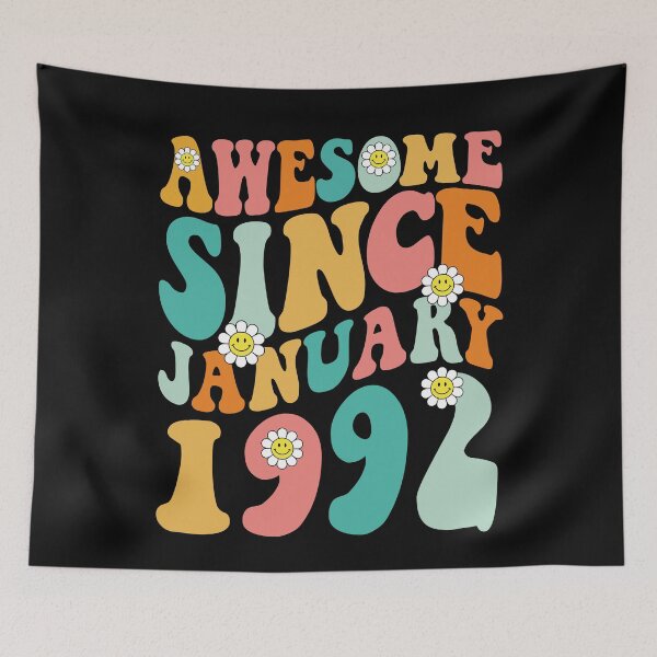 Item preview, Awesome Since January 1992 | Made In 1992 | Retro Groovy Birthday designed and sold by Christina-grich.