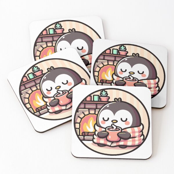 Item preview, Warm Cozy Penguin Enjoying a Fireside Cup designed and sold by OniumEth.