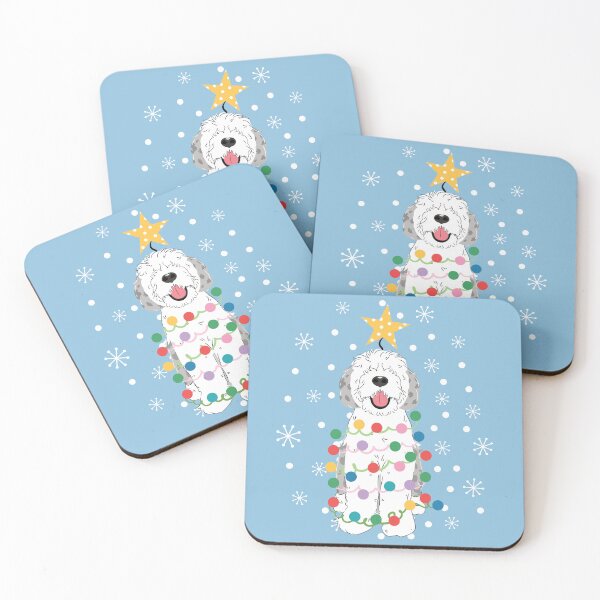 Item preview, Blue Merle Sheepadoodle Christmas Tree 2 designed and sold by Lulupainting.