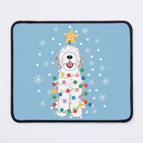 Item preview, Blue Merle Sheepadoodle Christmas Tree 2 designed and sold by Lulupainting.
