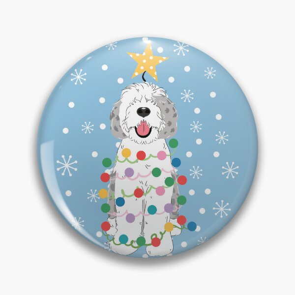 Artikelvorschau, Blue Merle Sheepadoodle Weihnachtsbaum 3 entworfen und verkauft von Lulupainting.