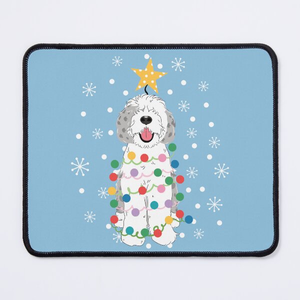 Item preview, Blue Merle Sheepadoodle Christmas Tree 4 designed and sold by Lulupainting.