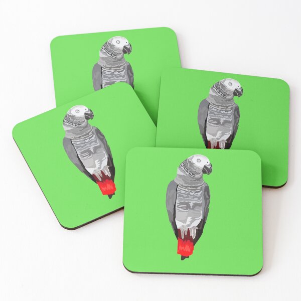 Item preview, A is for African Grey Parrot,African Grey Parrot Illustration – Intelligent and Elegant Tropical Bird Artwork designed and sold by PrettylittlepastelUk.