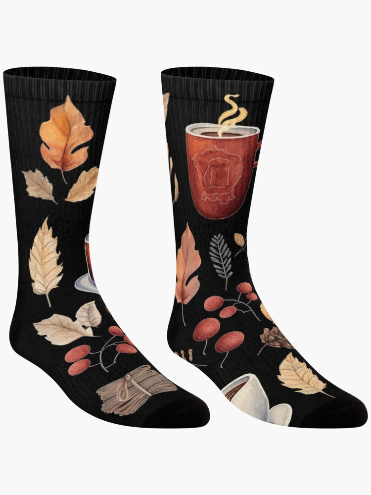 Thumbnail 3 of 5, Socks, Autumn Pattern Fall Pattern designed and sold by AnnaMDesign.
