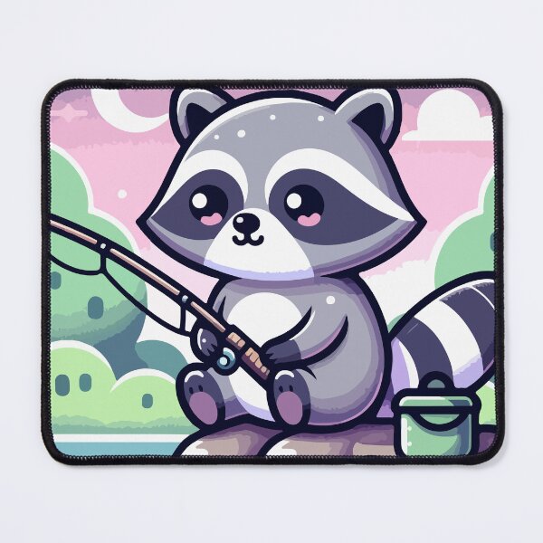 Item preview, Moonlit Fishing Raccoon Amidst Serene Lake designed and sold by OniumEth.