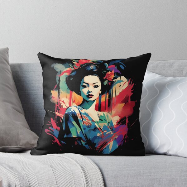 Item preview, Diseño de geisha esmeralda: composiciones coloridas, pintura rápida, rojo oscuro y azul designed and sold by Seamlesslyshop.