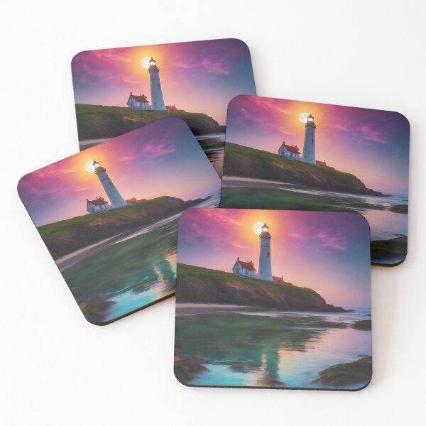Item preview, Beautiful Scene - Sunset behind a lighthouse with water reflection designed and sold by Geek-Girl-Art.