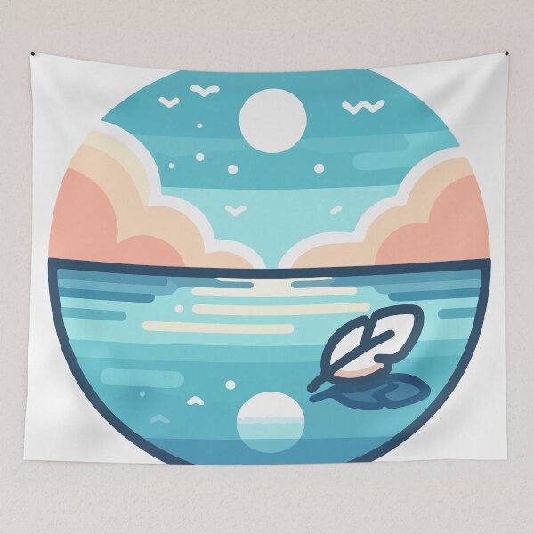 Item preview, Tranquil Beach Day with Floating Feather designed and sold by OniumEth.