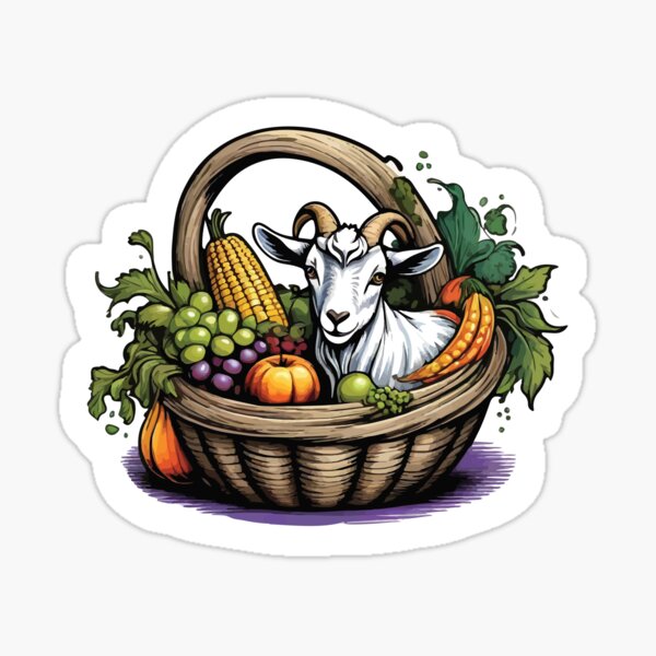 Item preview, Grateful Goat Gathering Thanksgiving Basket Joy designed and sold by CreativeNewDawn.