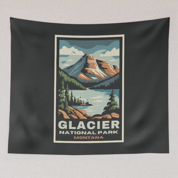 Item preview, A Vintage Travel Art of the Glacier National Park - Montana - US  designed and sold by GoodOldVintage.