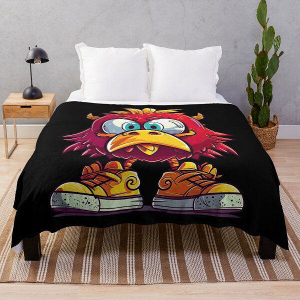 Item preview, Funny cartoon red squinting rooster in sneakers designed and sold by WallGemsArt.
