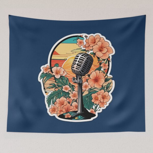 Item preview, DJ Microphone on a beach with Hawaii Orchid Flowers designed and sold by NautiChic.