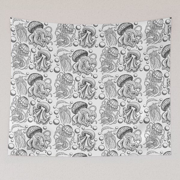 Item preview, Line And Dotwork Jellyfish Print designed and sold by Xyluxus.