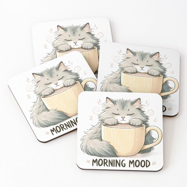 Item preview, Morning Mood, a cat lovers morning dilemma designed and sold by RuyaFab.