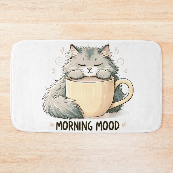 Item preview, Morning Mood, a cat lovers morning dilemma designed and sold by RuyaFab.