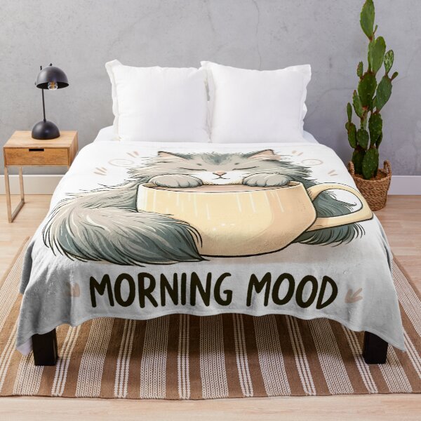 Item preview, Morning Mood, a cat lovers morning dilemma designed and sold by RuyaFab.