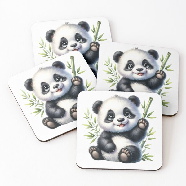 Item preview, Baby Panda Waving with Bamboo designed and sold by aurahealing.