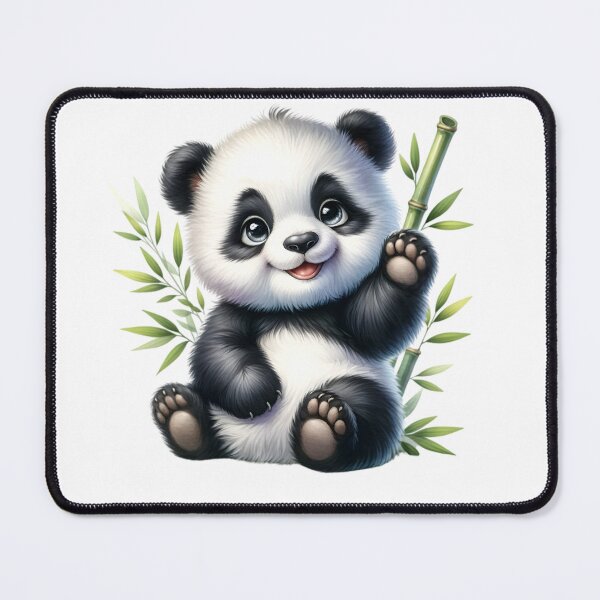 Item preview, Baby Panda Waving with Bamboo designed and sold by aurahealing.