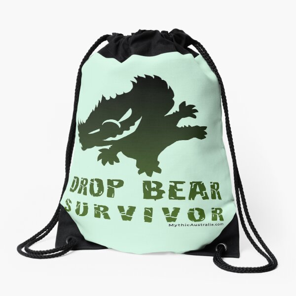 Drop Bear Survivor Silhouette Drawstring Bag