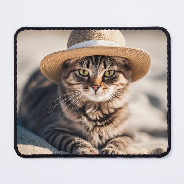Item preview, Kitten with hat lying on the sand at the beach designed and sold by NaturaFotos.