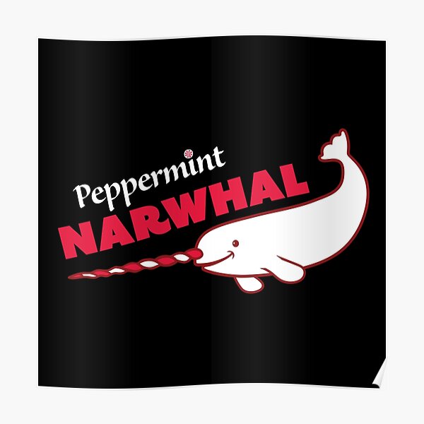 "Peppermint Narwhal Swimming Under" Poster for Sale by