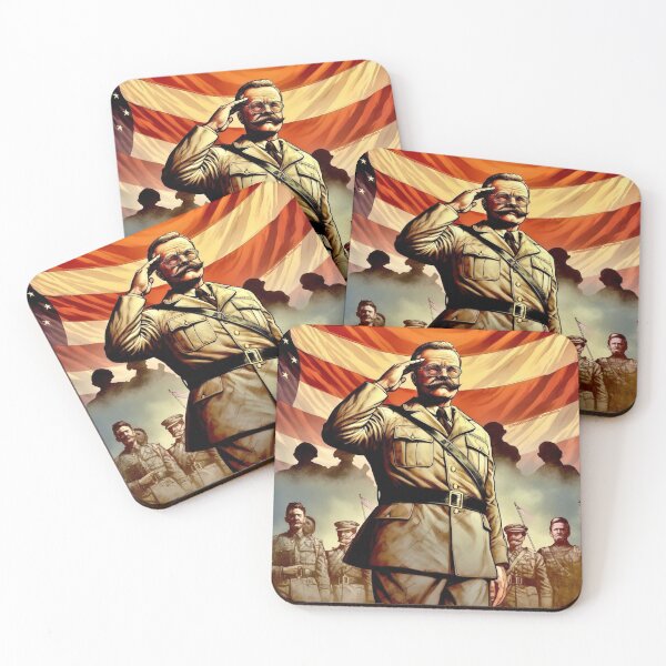 Item preview, Theodore Roosevelt Saluting Soldiers designed and sold by BullMooseMemes.