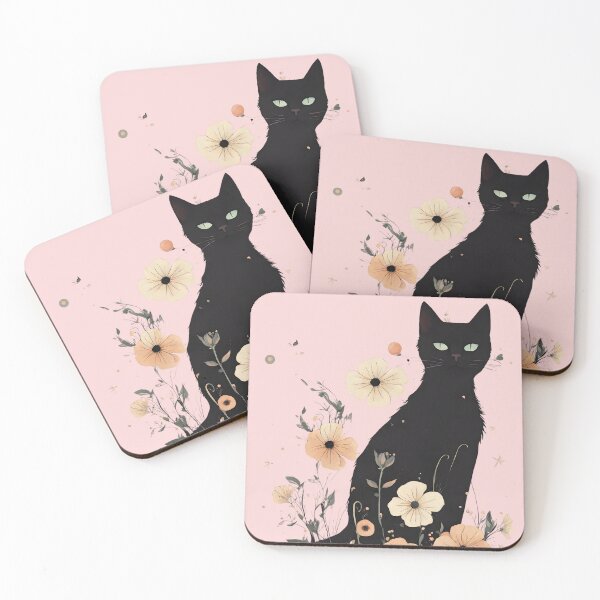 Item preview, Floral black Cat designed and sold by Catophile.