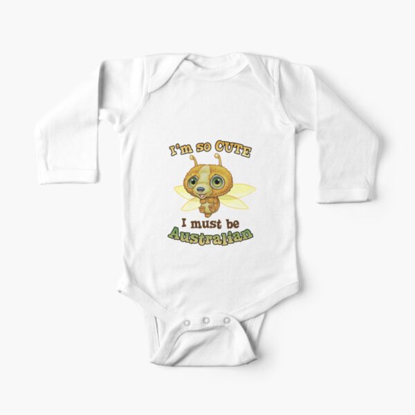 I'm so cute - I must be Australian - Doodackie Long Sleeve Baby One-Piece