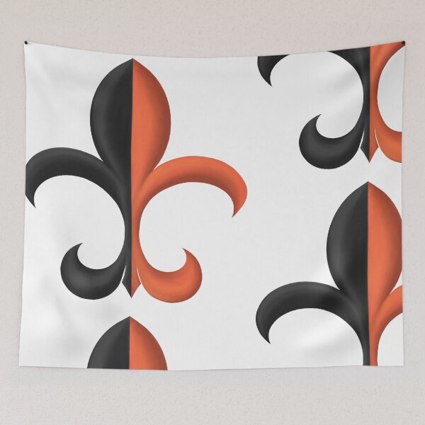 Item preview, Black and Tangerine Fleur de Lis designed and sold by lezell.