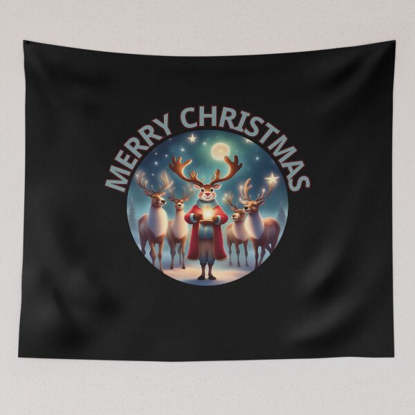 Item preview, Jolly Reindeer Carolers Snow Scene designed and sold by ChicTrendz.