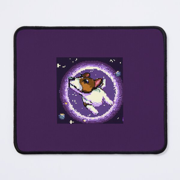 Item preview, pixel art of a jack russel terrier floating in space with moon and stars designed and sold by IsaMarina.
