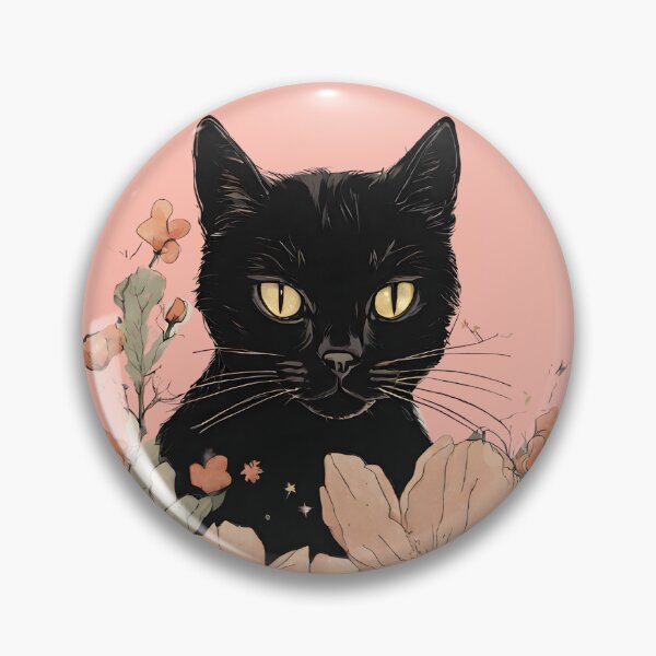 Item preview, black Cat with flowers floral Cat  designed and sold by Catophile.