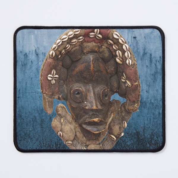 Item preview, Wooden african mask blue background designed and sold by Areashor.