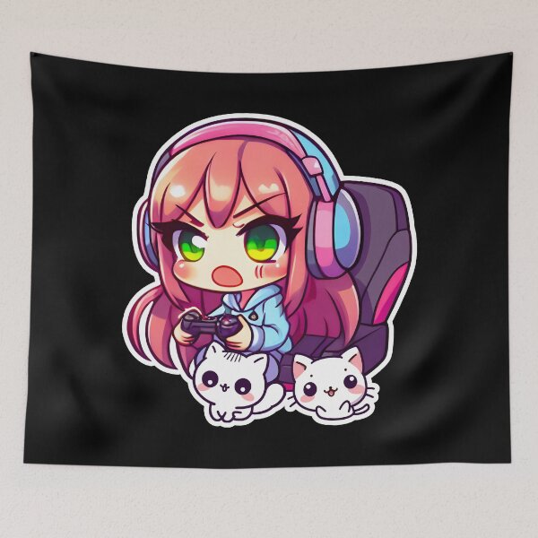 Item preview, Gamer Girl, Kawaii Art, Cat Love, Cute Kitty, Cat Owner designed and sold by Porcupine Tees ⭐⭐⭐⭐⭐.