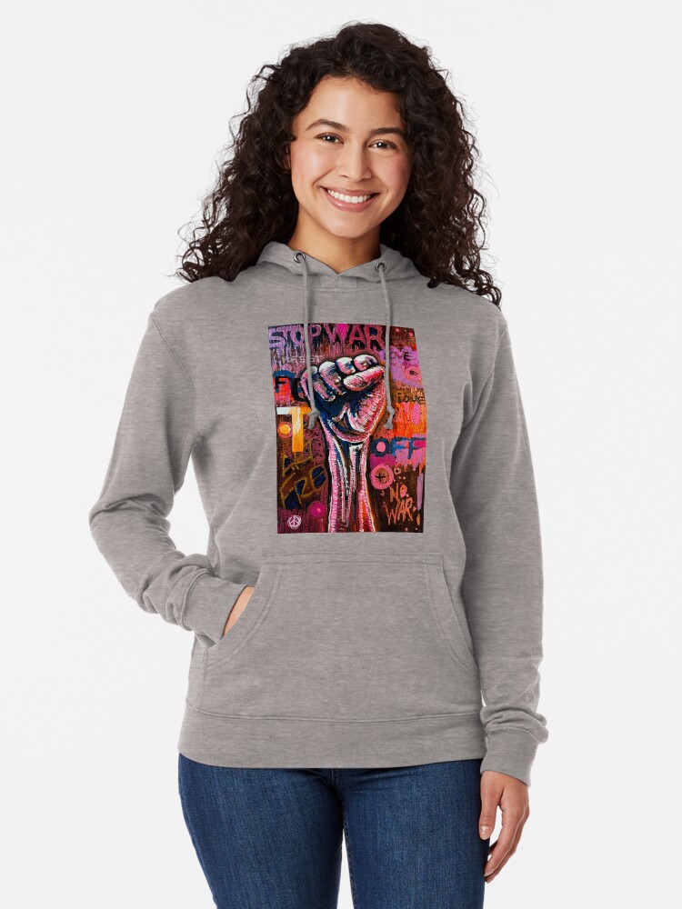 Thumbnail 2 of 5, Lightweight Hoodie, STOP WAR designed and sold by AllanLinder.