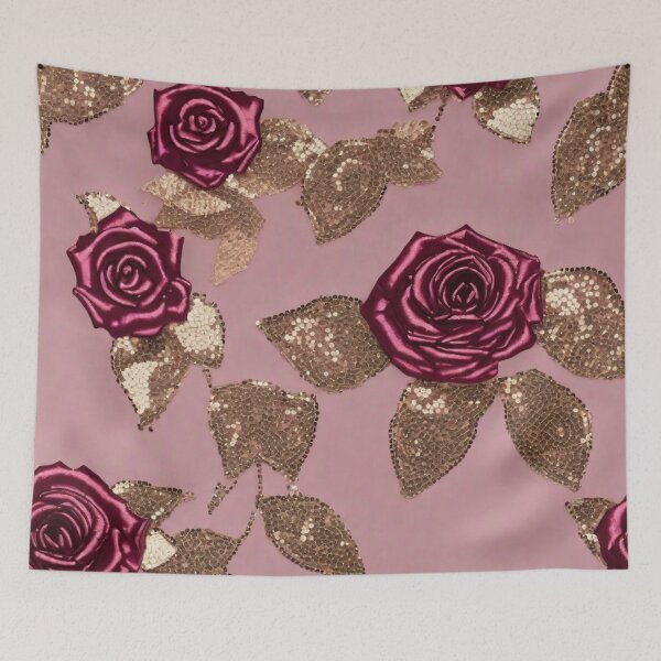 Item preview, Golden Leaf & Pink Rose Sequin Delight designed and sold by Poetic4Passion.