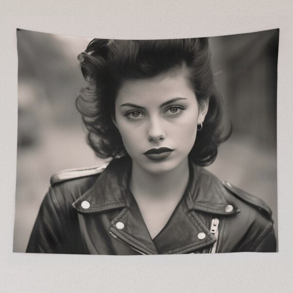 Item preview, Greaser Punk Girl in a Leather Jacket designed and sold by dcrc.