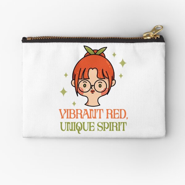 Vibrant Redhead Sticker - Illustrated Typography Decal - Unique Red Hair Art - Custom Design for Redheads Zipper Pouch