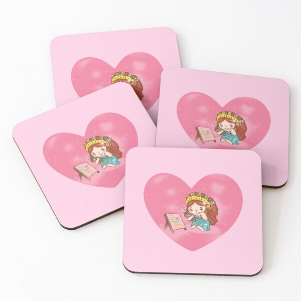 Item preview, Cartoon image of young artist girl holding several brushes and a palette  designed and sold by Chattakan.