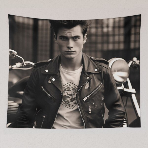 Item preview, Greaser Punk Man in front of Motorcycle designed and sold by dcrc.