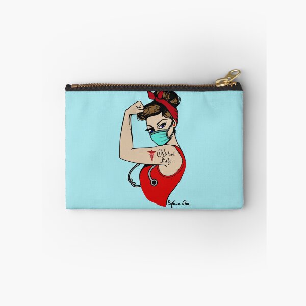 Item preview, Nurse life Girl Power by Anne Cha Modern Rosie the Riveter Pin up designed and sold by Anne Chachignon.