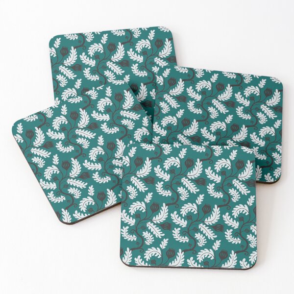 Item preview, Twisting Vine: blanco y negro sobre verde pino. Patrón floral de Cecca Designs designed and sold by Cecca-Designs.